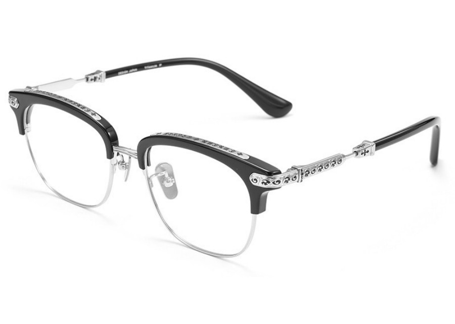 A sleek, minimalist pure titanium eyewear frame on a dark, luxurious background.
